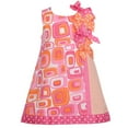 thumbnail image 1 of Bonnie Jean Fuchsia Orange Mod Print Bow Summer Dress (24 Months), 1 of 3