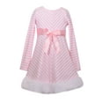 thumbnail image 1 of Bonnie Jean Girl's Holiday Winter Dress - Pink and White Stripe Santa Dress, 7, 1 of 2