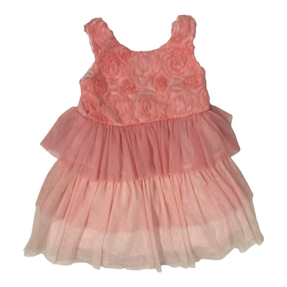 Bonnie Jean Girl's Party Ruffled Tiered Petticoat Knee Length Dress (12M)