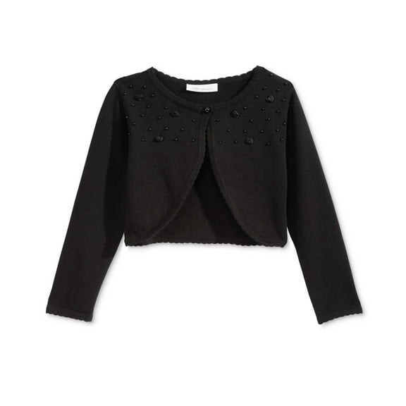 Bonnie Jean Girl’s Rosette Beaded Cardigans, Black, 5