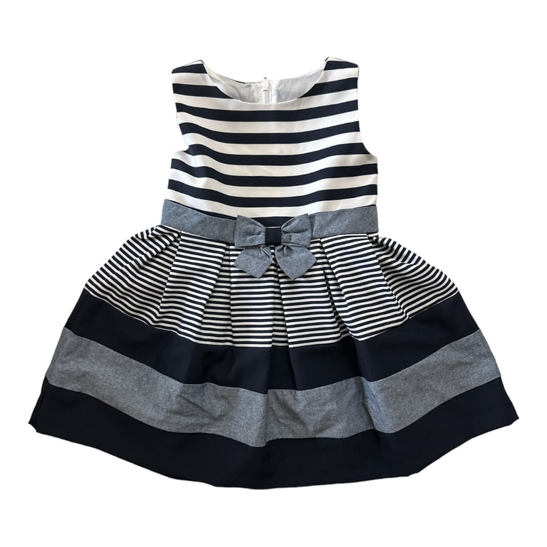Bonnie Jean Girl's Sleeveless Tiered Color Block & Stripes Any Occasion Dress (3T)