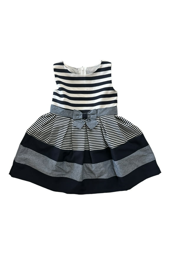 Girl's Sleeveless Tiered Color Block & Stripes Any Occasion Dress (5)
