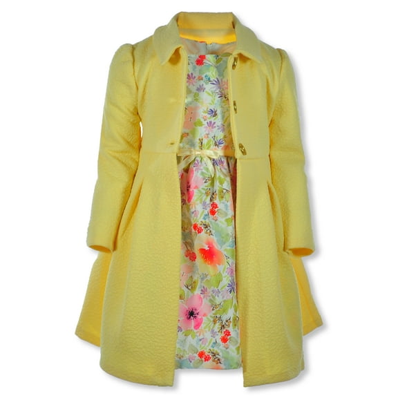 Bonnie Jean Girls' 2-Piece Floral Dress With Jacket Outfit - yellow, 6 (Little Girls)