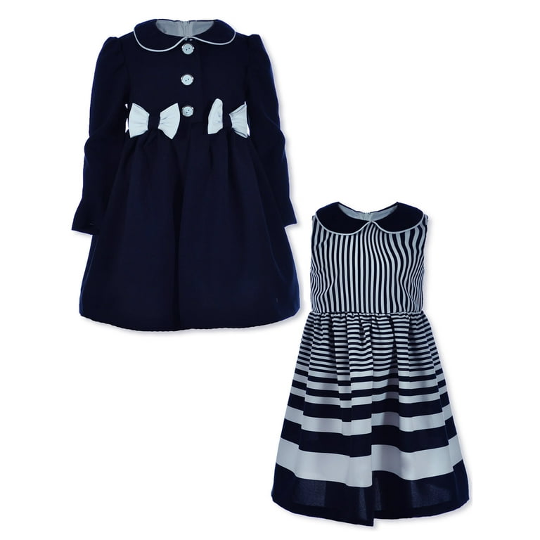 Bonnie Jean Girls 2 Piece Nautical Dress Set Outfit navy 5 Little Girls Walmart