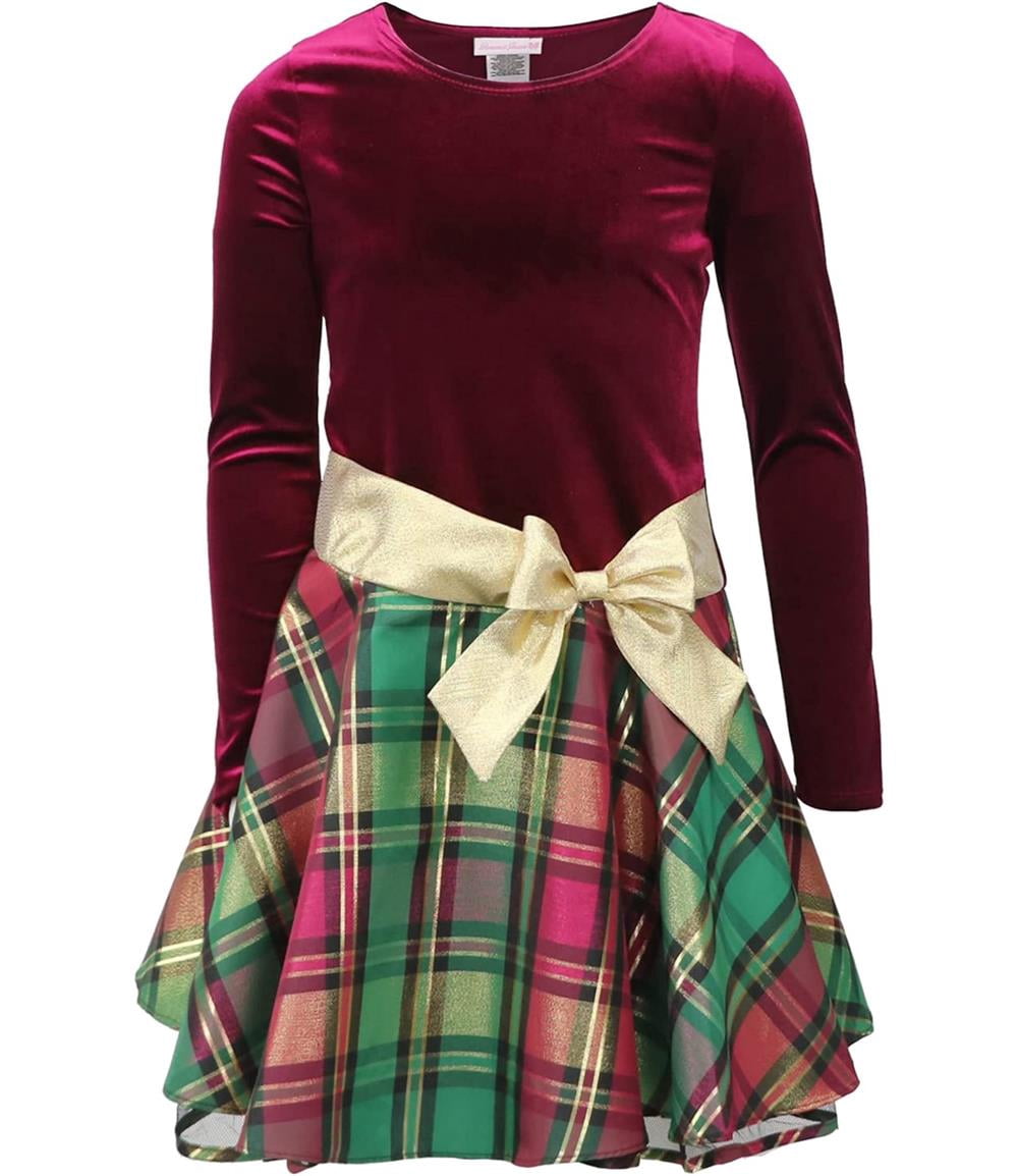 bonnie jean plaid christmas dress Christmas Dress Belks Girls Dresses Bonnie Jean Girls 4-6x Mixed Plaid Holiday Dress, Red
