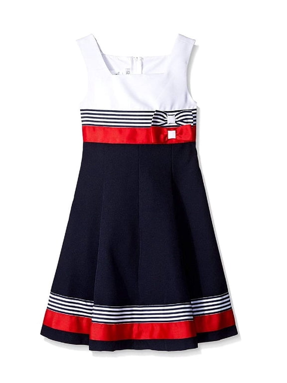 Girls Easter Red/Navy Nautical Sailor Uniforms Dress (2T, Navy)