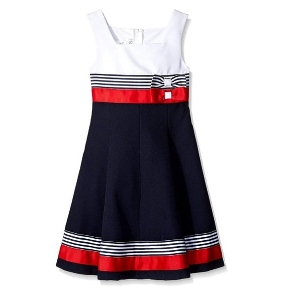 Bonnie Jean Girls Easter Red/Navy Nautical Sailor Uniforms Dress (6X, Navy)