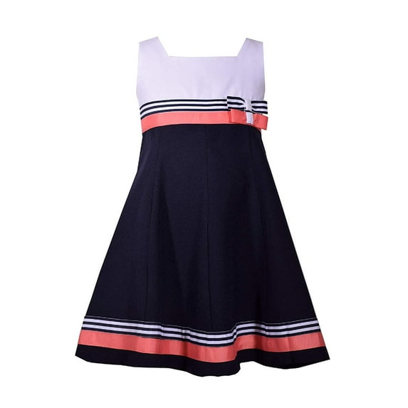 Bonnie Jean Girls Easter Scuba Special Ocassion Dress (20 1/2, Navy/Coral)