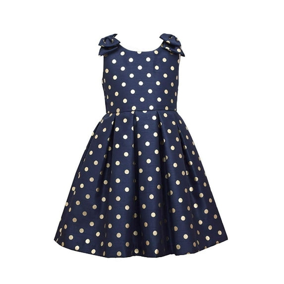 Bonnie Jean Girls Easter Scuba Special Ocassion Dress (3T, Navy/Gold)