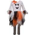 thumbnail image 1 of Bonnie Jean Girls Fall Halloween Holiday Ghost Appliqued Tutu Dress Legging Set, 1 of 1