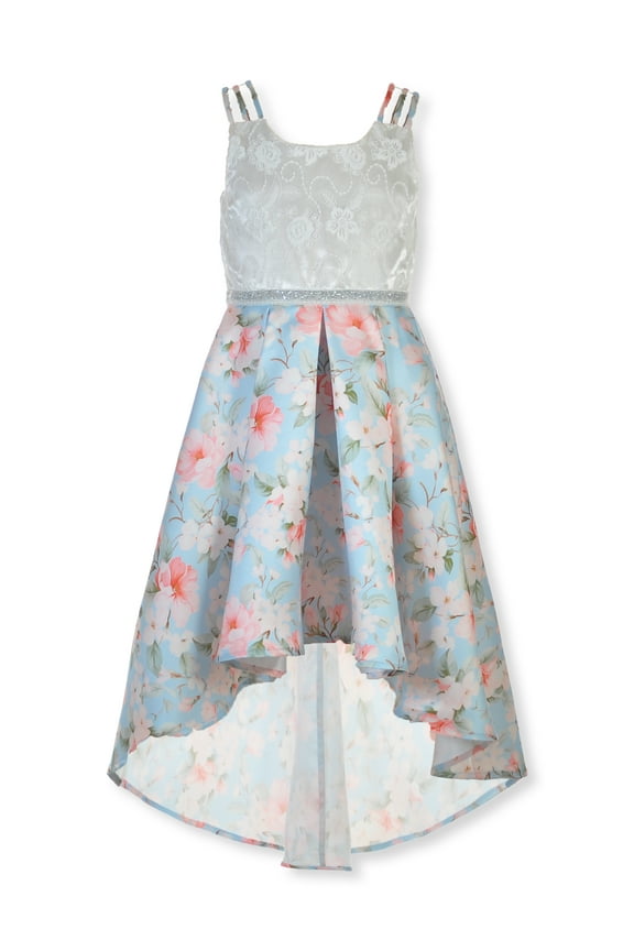 Girls' Floral Dress - blue, 12 (Big Girls)