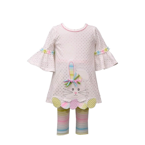 Bonnie Jean Girls Holiday Easter Bunny Egg Hem Capri Set (Ivory, 18 Months)