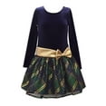 thumbnail image 1 of Bonnie Jean Girls Long Sleeve Stretch Velvet Bodice With Foil Overlay Plaid Skirt, Sizes 7-16, 1 of 2