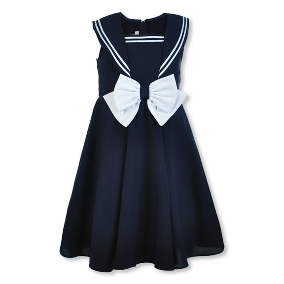 Bonnie Jean Girls' Nautical Bow Dress - navy, 14 (Big Girls)