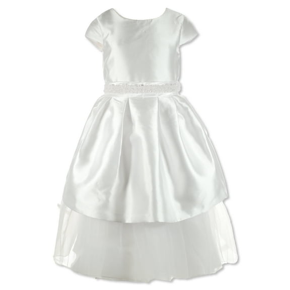 Bonnie Jean Girls' Pleated Mikado Dress Color: white Size: 10