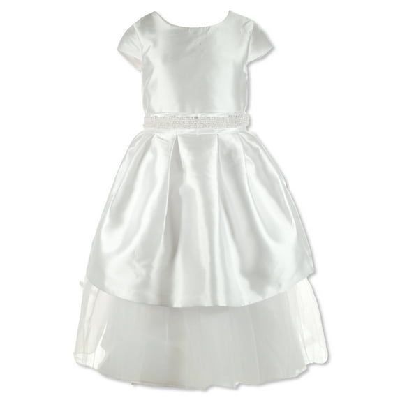Bonnie Jean Girls' Pleated Mikado Dress Color: white Size: 7