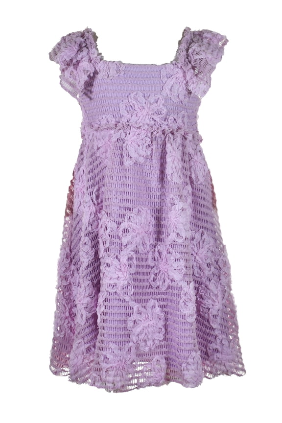 Girls' Soutache Dress Color: lavender Size: 6x