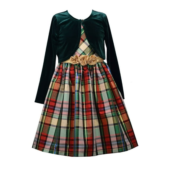 Bonnie Jean Little Girls' 4-6X Holiday Cardigan Dress Set - Green Holiday Party Dress 4 Years Green
