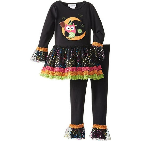 Bonnie Jean Little Girls' Owl Halloween Appliqued Legging Set