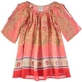thumbnail image 1 of Bonnie Jean Little Girls Stripe Cold Shoulder Dress (4, Coral Chiffon), 1 of 1