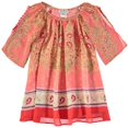 thumbnail image 1 of Bonnie Jean Little Girls Stripe Cold Shoulder Dress (6, Coral Chiffon), 1 of 1