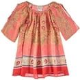 thumbnail image 1 of Bonnie Jean Little Girls Stripe Cold Shoulder Dress (6X, Coral Chiffon), 1 of 1