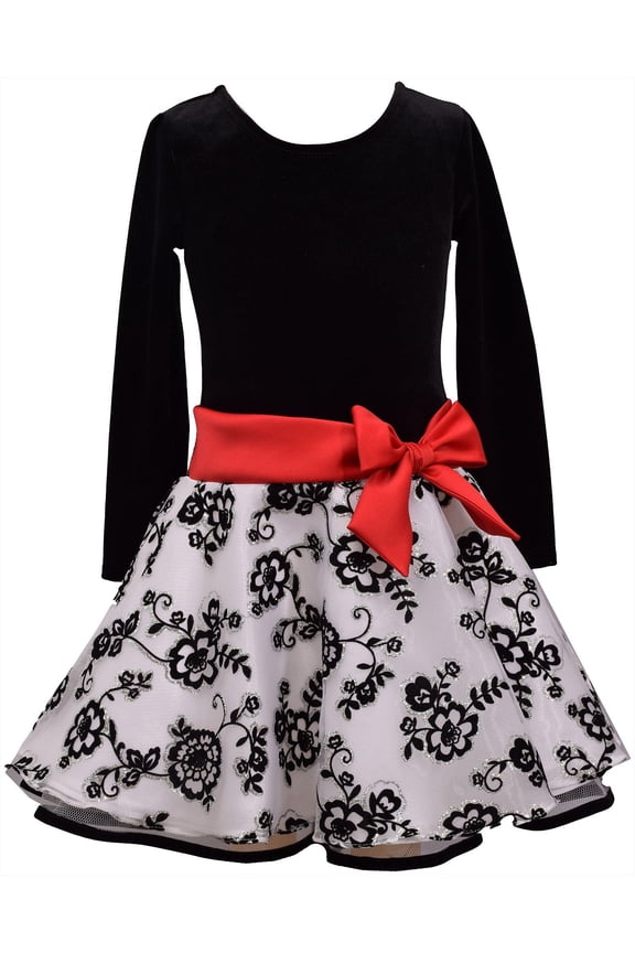 Toddler Girls Sparkly Floral Ribbon Dress 16W Short