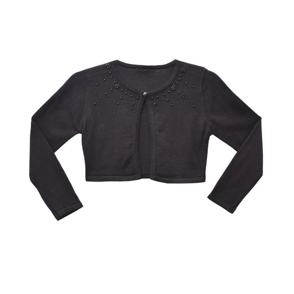 Bonnie Jean Toddler Long Sleev Embellished Fly Away Cardigan Black 2T