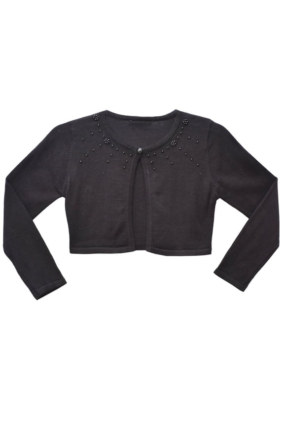 Toddler Long Sleev Embellished Fly Away Cardigan Black 2T