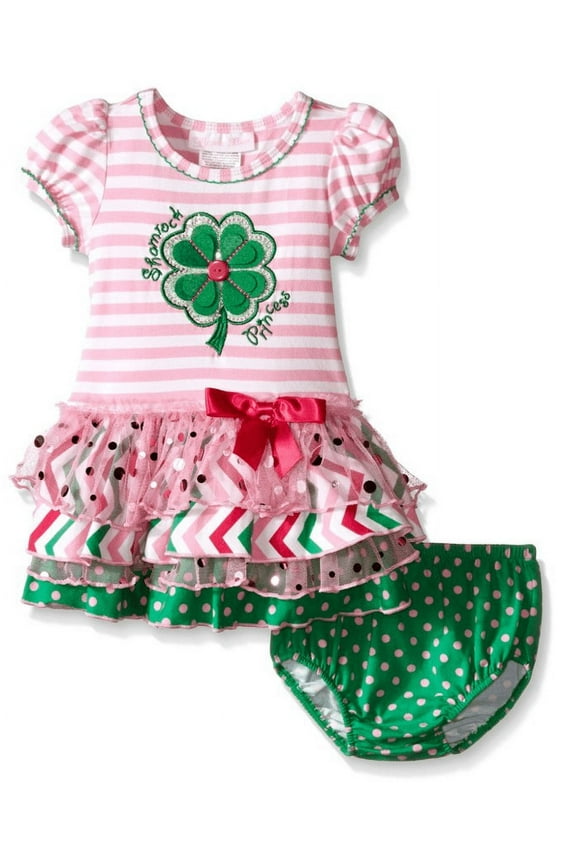 baby Girls Green Clover Princess St Patrick's Pink Dress 24 Months