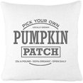 thumbnail image 1 of Bonnie Jeans Homestead Prints Pick Your Own Pumpkin Patch - Pillow Cover - Fall Decor (White, 18x18) Cotton Linen Couch Throw Home Decorations, 1 of 3