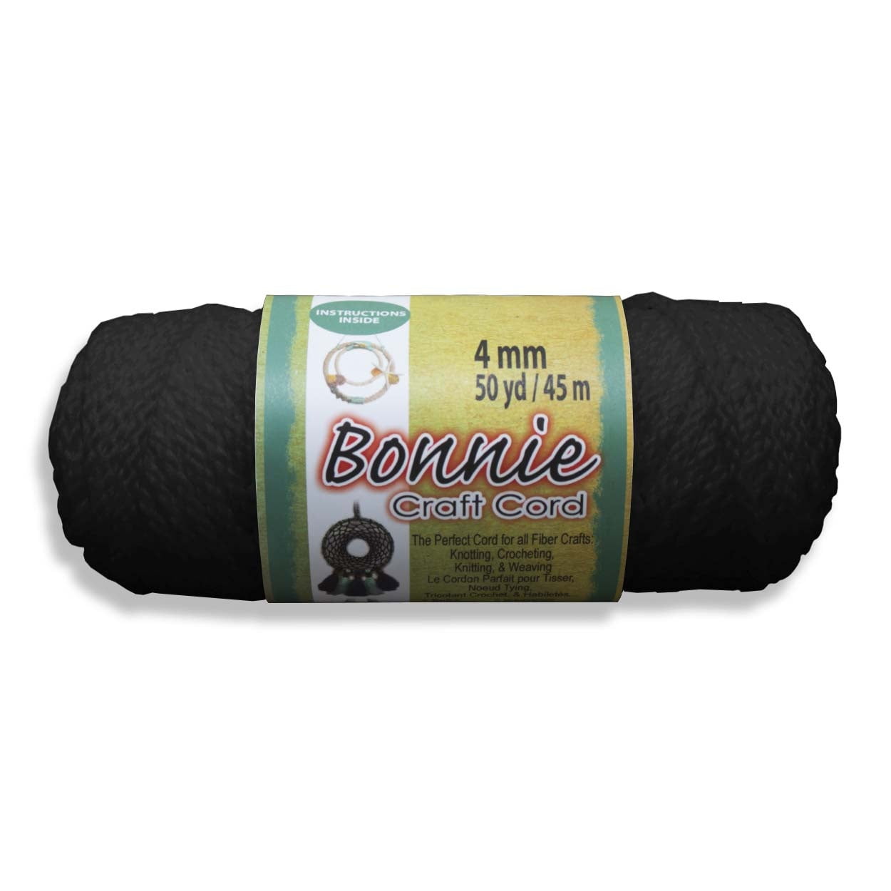 Bonnie Macrame Craft Cord 4mmX50yd-Black