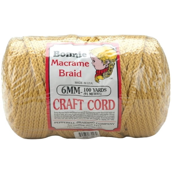 Bonnie Macrame Craft Cord 6mmX100yd-Gold