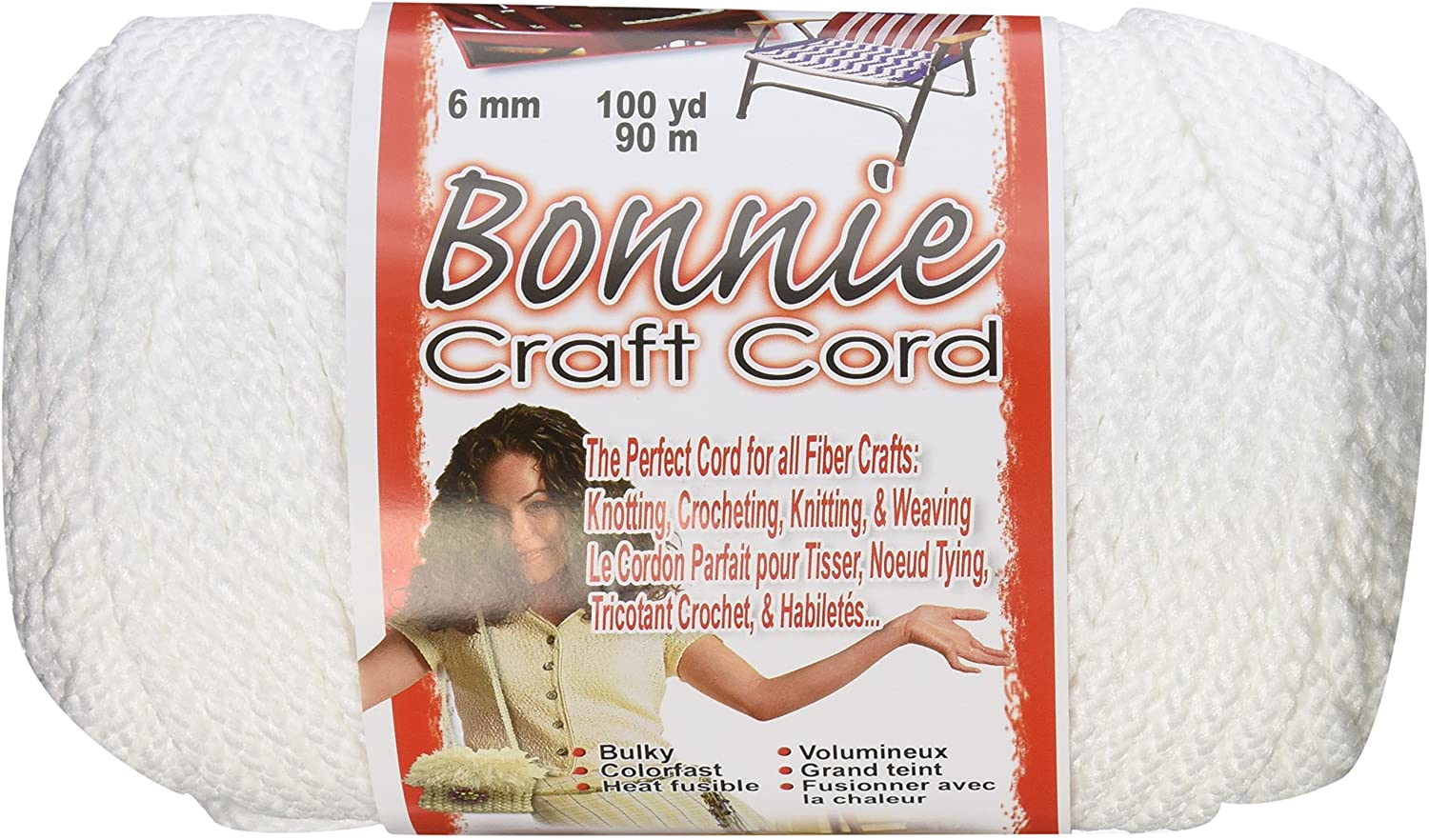 Bonnie Macrame Craft Cord 6mmX100yd-White - image 1 of 4