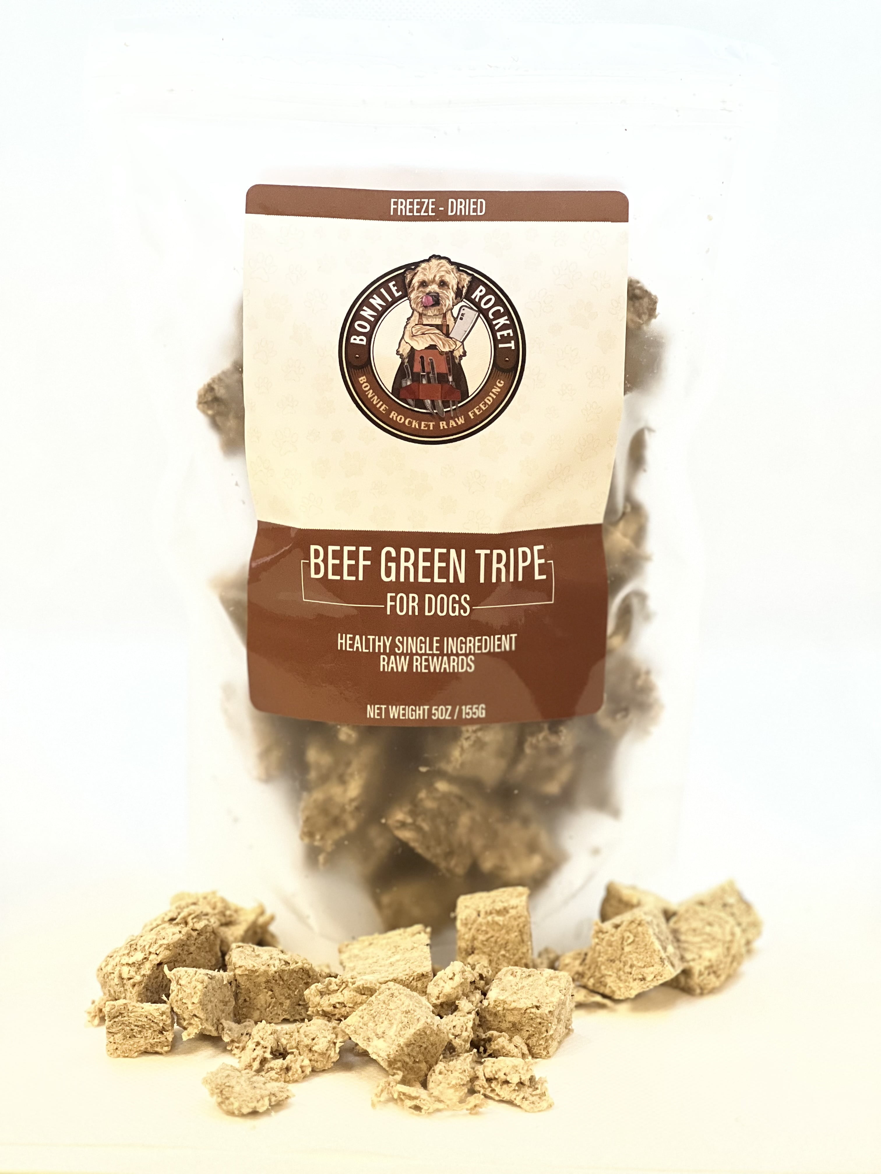 Bonnie Rocket Freeze Dried Single Ingredient Beef Green Tripe Dog