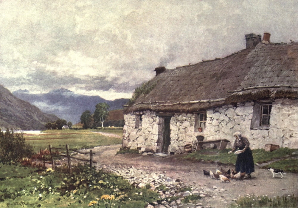 Bonnie Scotland 1912 Croft near Loch Etive Argyllshire Canvas Art - Harold Sutton Palmer (24 x 36)