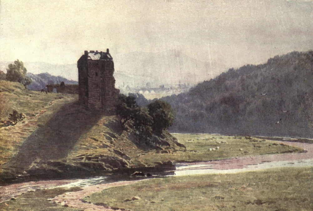 Bonnie Scotland 1912 Neidpath Castle Peebleshire Canvas Art - Harold Sutton Palmer (18 x 24)