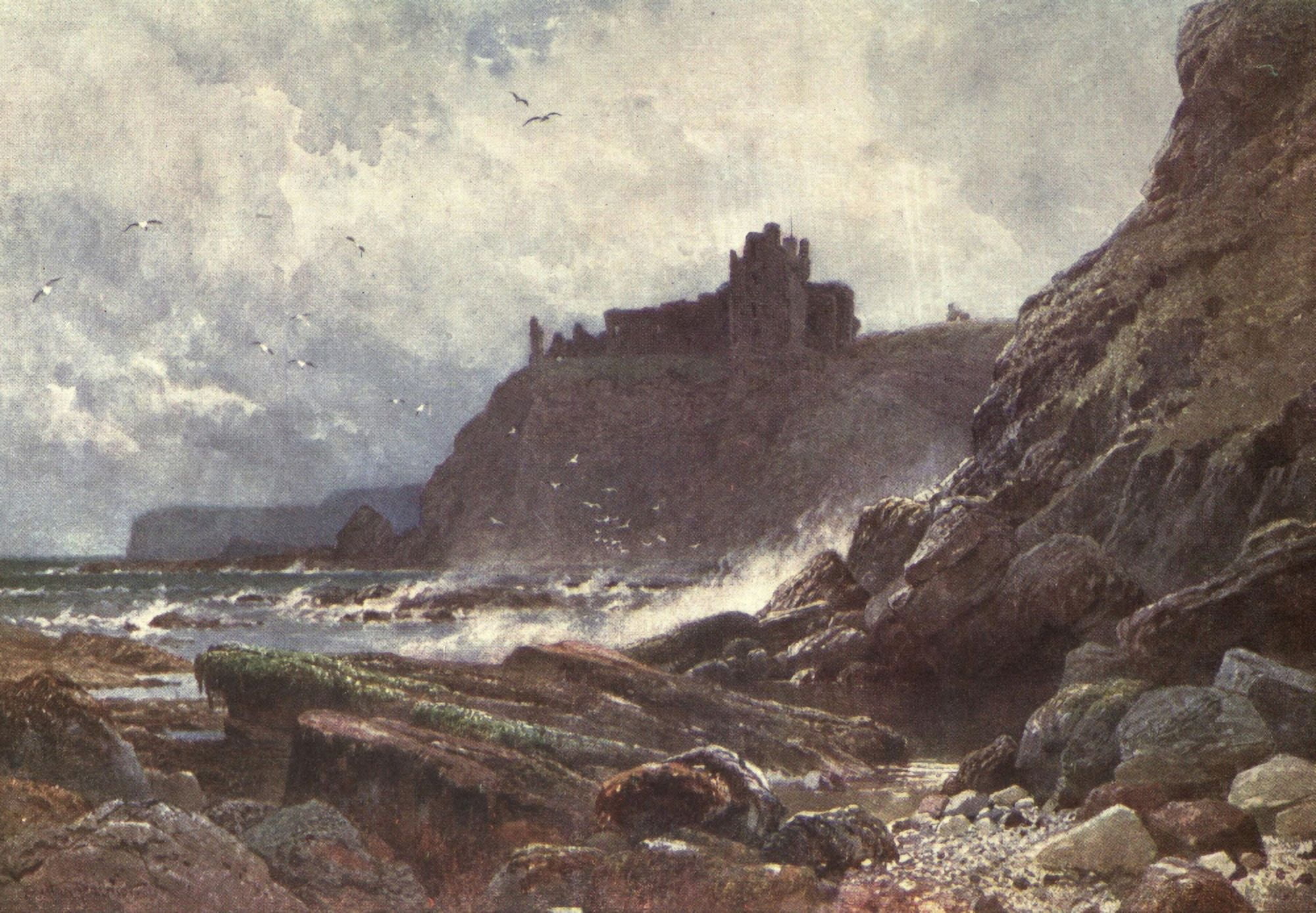 Bonnie Scotland 1912 Tantallon Castle Canvas Art - Harold Sutton Palmer (24 x 36)