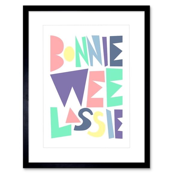 Bonnie Wee Lassie New Baby Girl Scottish Colourful Framed Art Print