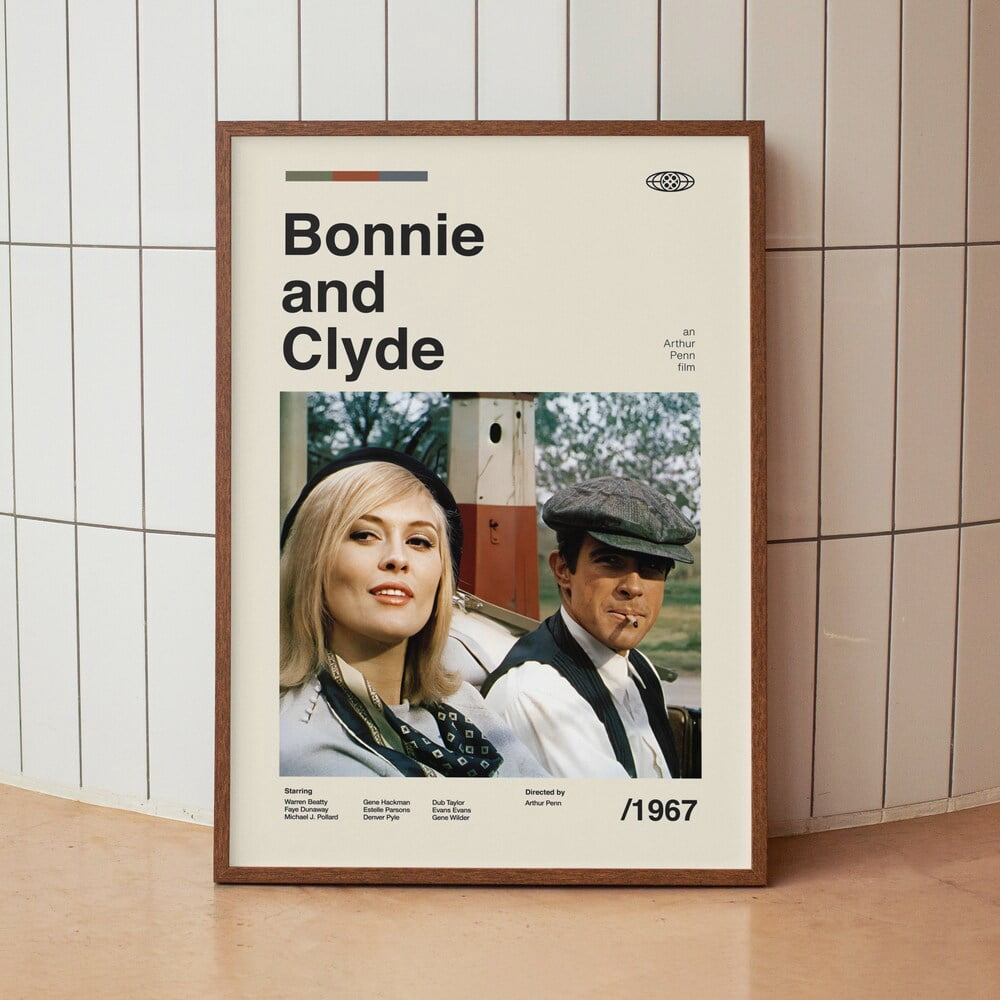 Bonnie and Clyde Movie Poster Warren Beatty Faye Dunaway Vintage
