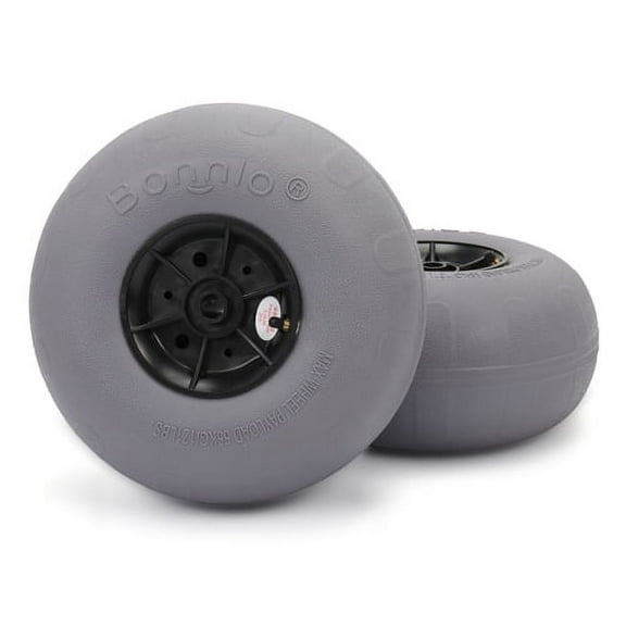 Bonnlo 12" Balloon Wheels Axle Hole 22mm Beach Cart Tires Big Sand Wheels for Beach Buggy, Kayak Trolley, Canoe Dolly, Rolling Walker, Sand Wagon w/Free Air Pump, 2-Pack