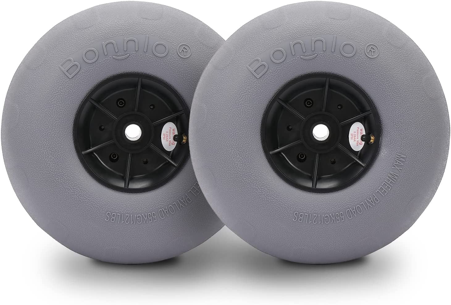 Bonnlo 12" Balloon Wheels, Heavy-Duty Sand Wheels for Beach Cart Kayak Garden Cart (2 Pack)
