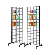 Bonnlo 2' x 6' Detachable Grid Tower, Standing Girdwall for Easy Transport, Wire Grid Panel Display Rack(2-Pack)