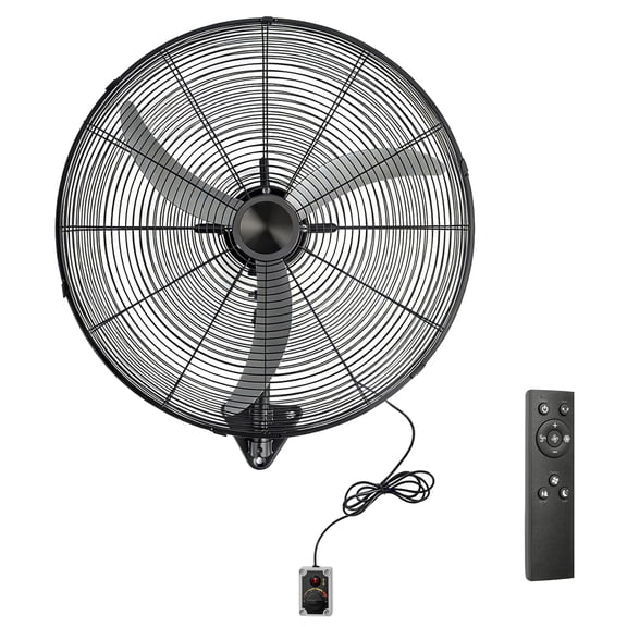 Bonnlo 20-inch Wall Mounted Fan with BLDC Motor & Remote Controller, High Velocity Outdoor Fan with Wired Remote, 4-Speed Industrial Wall Fan, Oscillating Wall-mount Fan for Garage, Gym, Patio