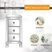 Bonnlo 3-Drawer Mirrored Nightstand End Table Bedside Table for Bedroom, Living Room, Silver, 11.7" L x 11.8" W x 23.8" H