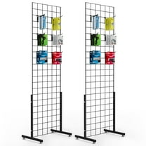2' X 5.5' Gridwall Panel Display Stand, Grid Wall Panels Tower With T-Base Floorstanding, Extra Hooks, Detachable Grid Wall Panel For Easy Transport, Display Rack For Retail And Craft Fair (Black