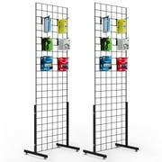 Bonnlo 6 x 2 Wire Grid Panel Tower with T-Base Floorstanding, Wire Grid Wall Display Rack for Retail and craft show (2-Packs)