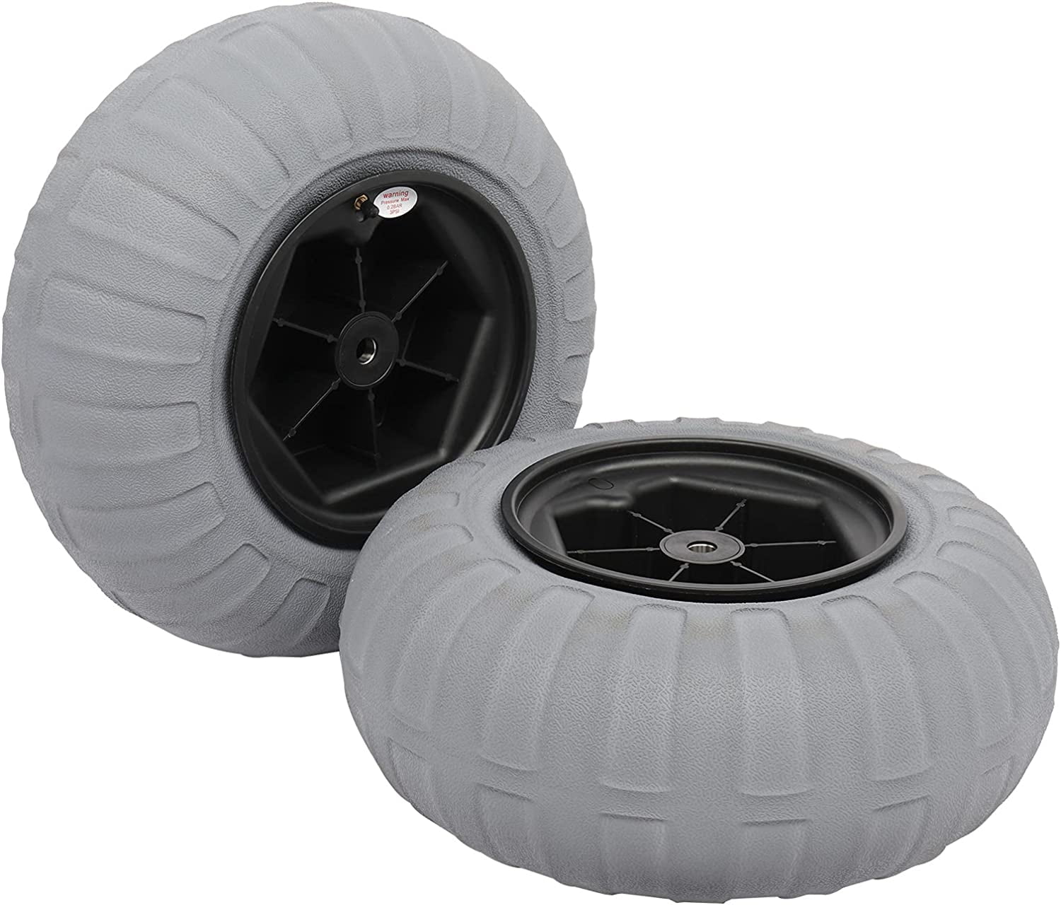 Bonnlo Balloon Wheels 16" Replacement Big Beach Sand Tires Axle 20mm, 25mm Diameter for Kayak Dolly Canoe Beach Fishing Buggy Cart DIY Beach Wheels with Bearing Free Air Hand Pump 2 Pack