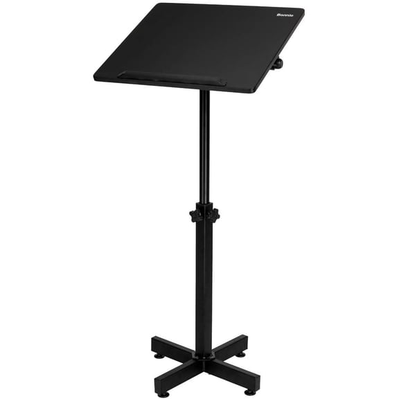 Bonnlo Classic Lectern Podium Stand, Height Adjustable Mobile Podium, Multi-Purpose Tabletop for Speech, Lecture, Church, Reading or Laptop Desk with Edge Stopper, Black