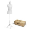 thumbnail image 1 of Bonnlo Female Dress Form Pinnable Mannequin Body Torso with Wooden Tripod Base Stand (White, 2-4), 1 of 8